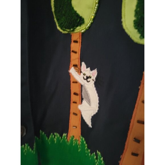 Michael Simon Lite Blue Cardigan Plus size 1X Forest Animals - Picture 3 of 9